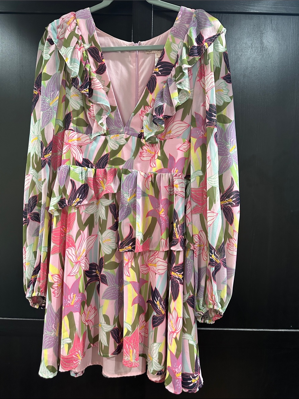 Hutch Floral Mini Dress in Pink, Green & Purple